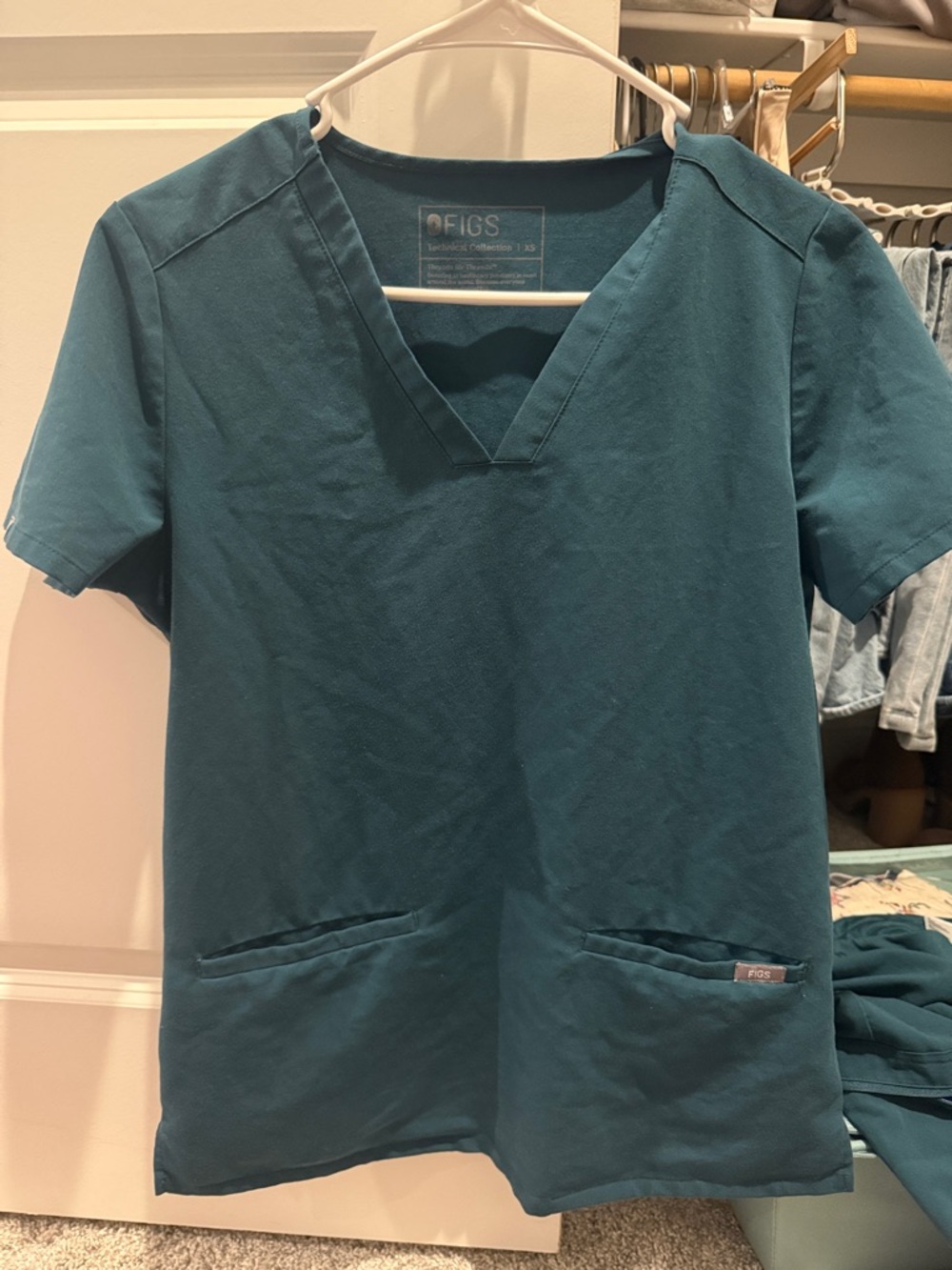 FIGS Deep Teal V-Neck Scrub Top